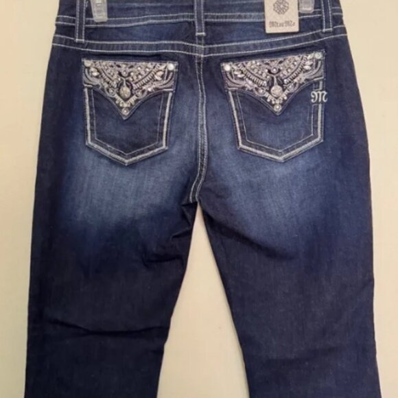 NWOT Miss Me Chloe Bootcut Jeans with Metallic Glitz Faux Flap Pockets Size 32 - Picture 7 of 13